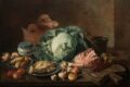 Natura morta con carne e verdure su un tavolo - Giacomo Ceruti